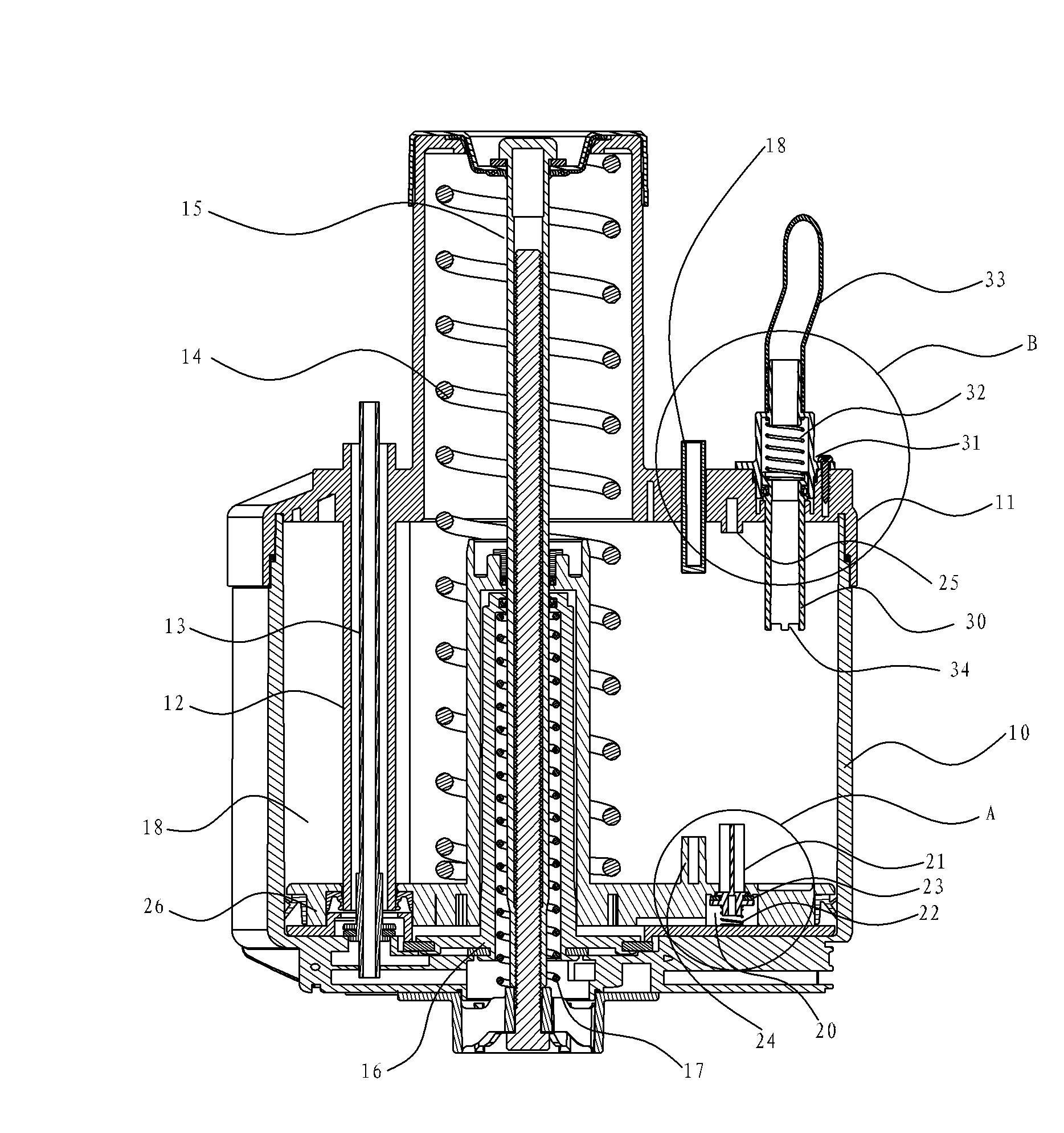 Flushing device with pressure releasing function