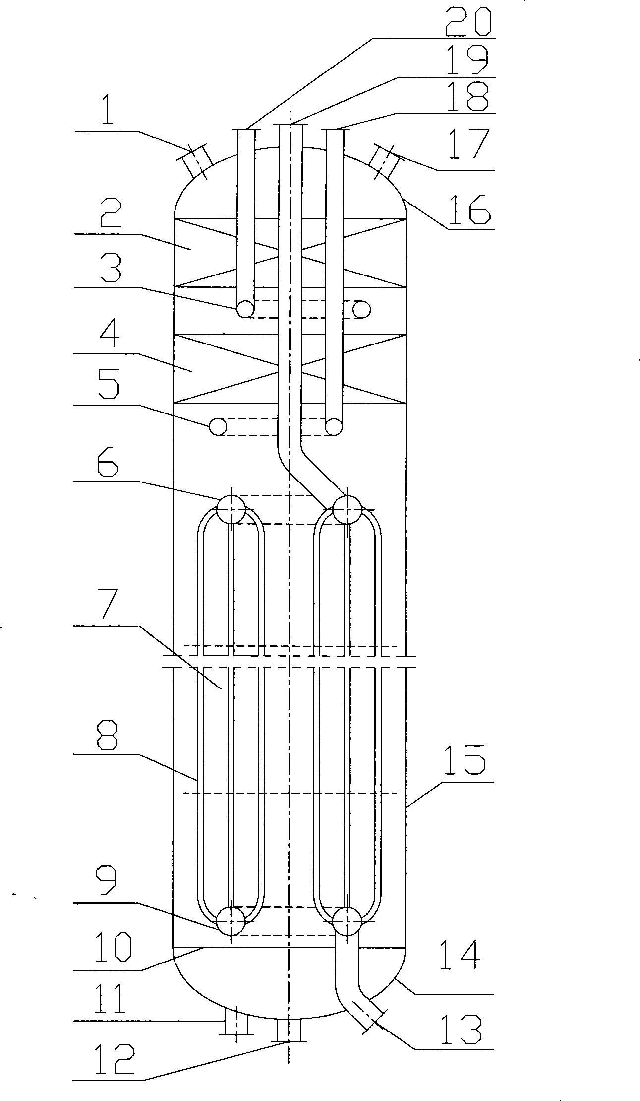 By-product steam combined axial flow gas-solid phase fixed bed catalyst chamber