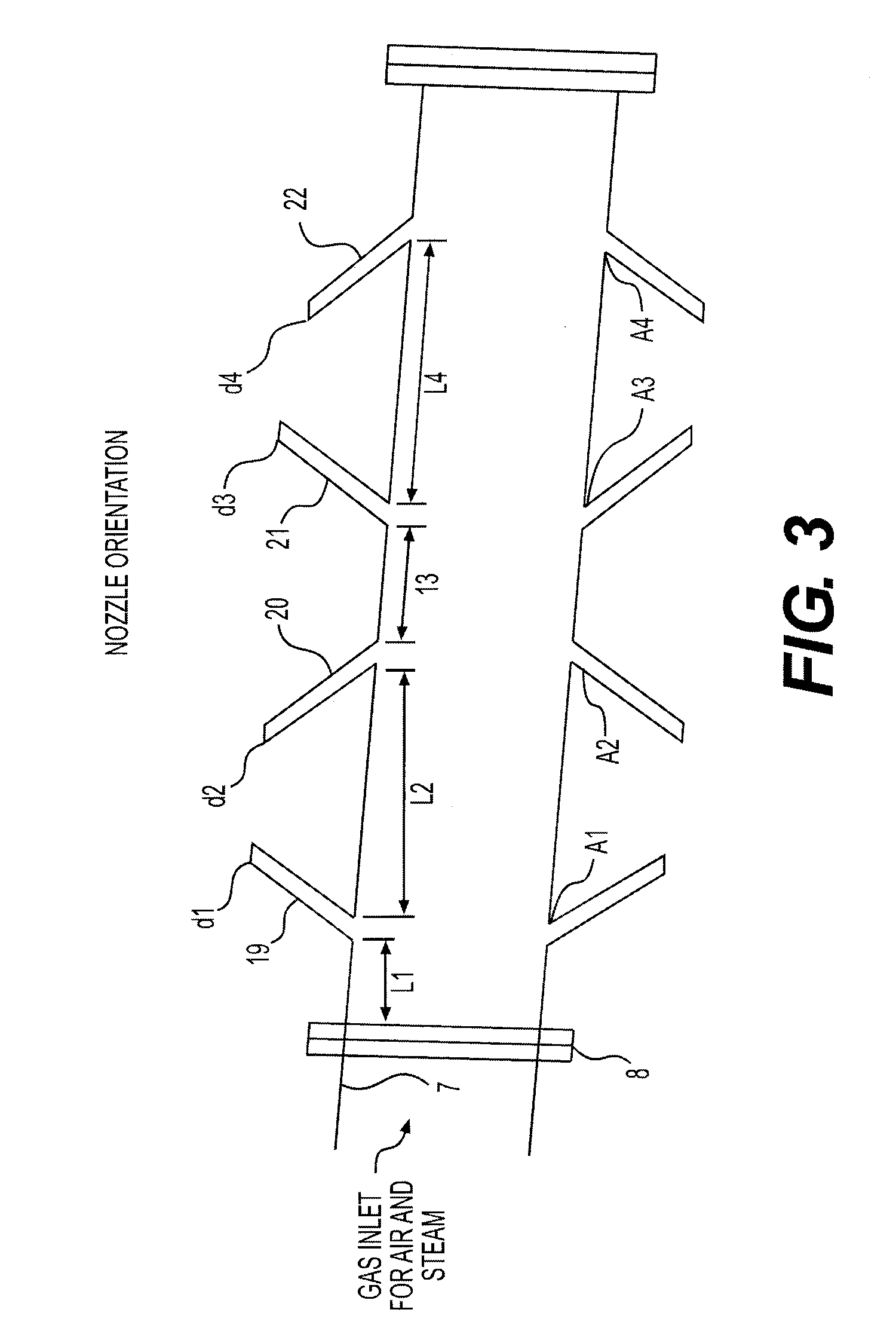 Gas distributor for a rotary kiln