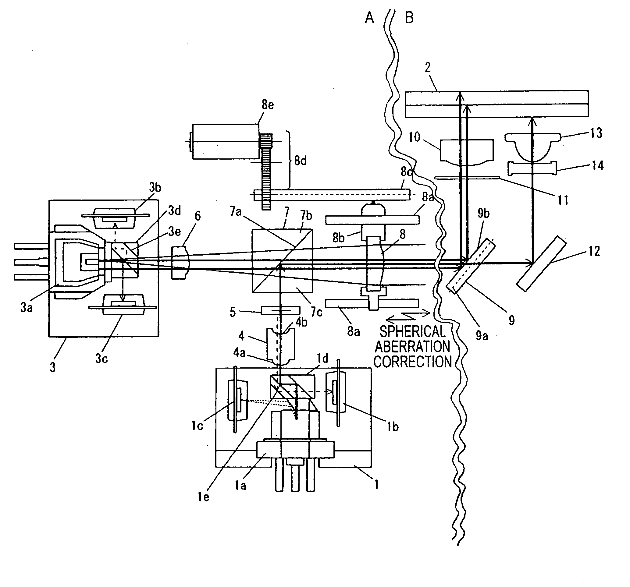 Optical pickup device, optical disk apparatus, and light-receiving unit