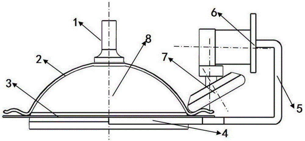 Forming device and method for end socket with baffle