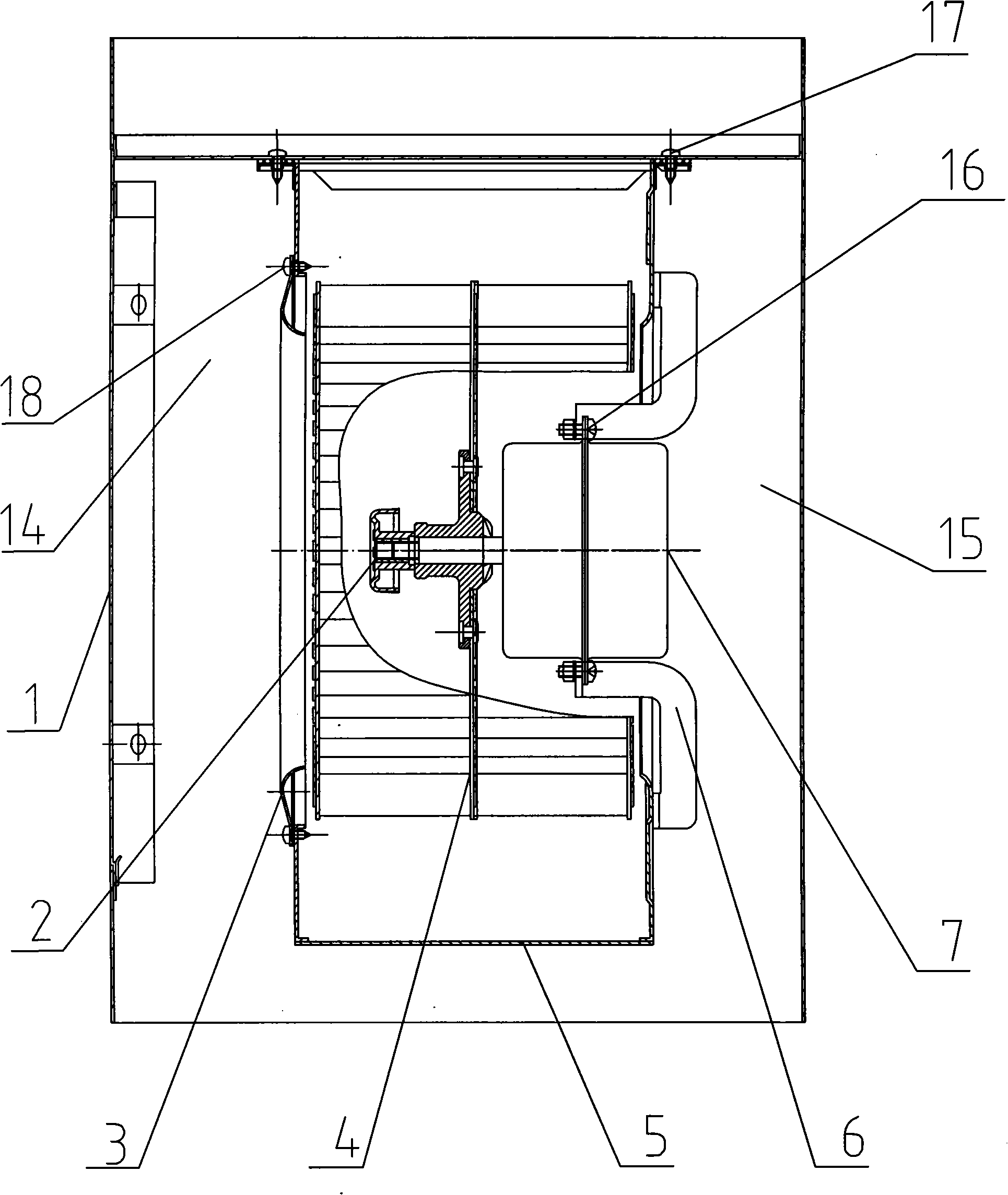 Two-sided uniform air intake blower fan system of fume exhauster