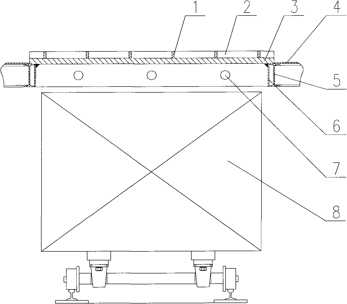 Furnace bottom window structure of aluminum melting furnace with bottom agitating device