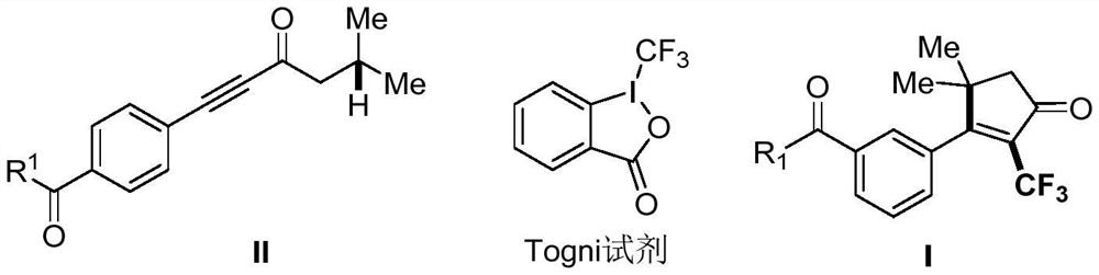 Derivative containing 2-trifluoromethyl cyclopentenone and preparation method of derivative