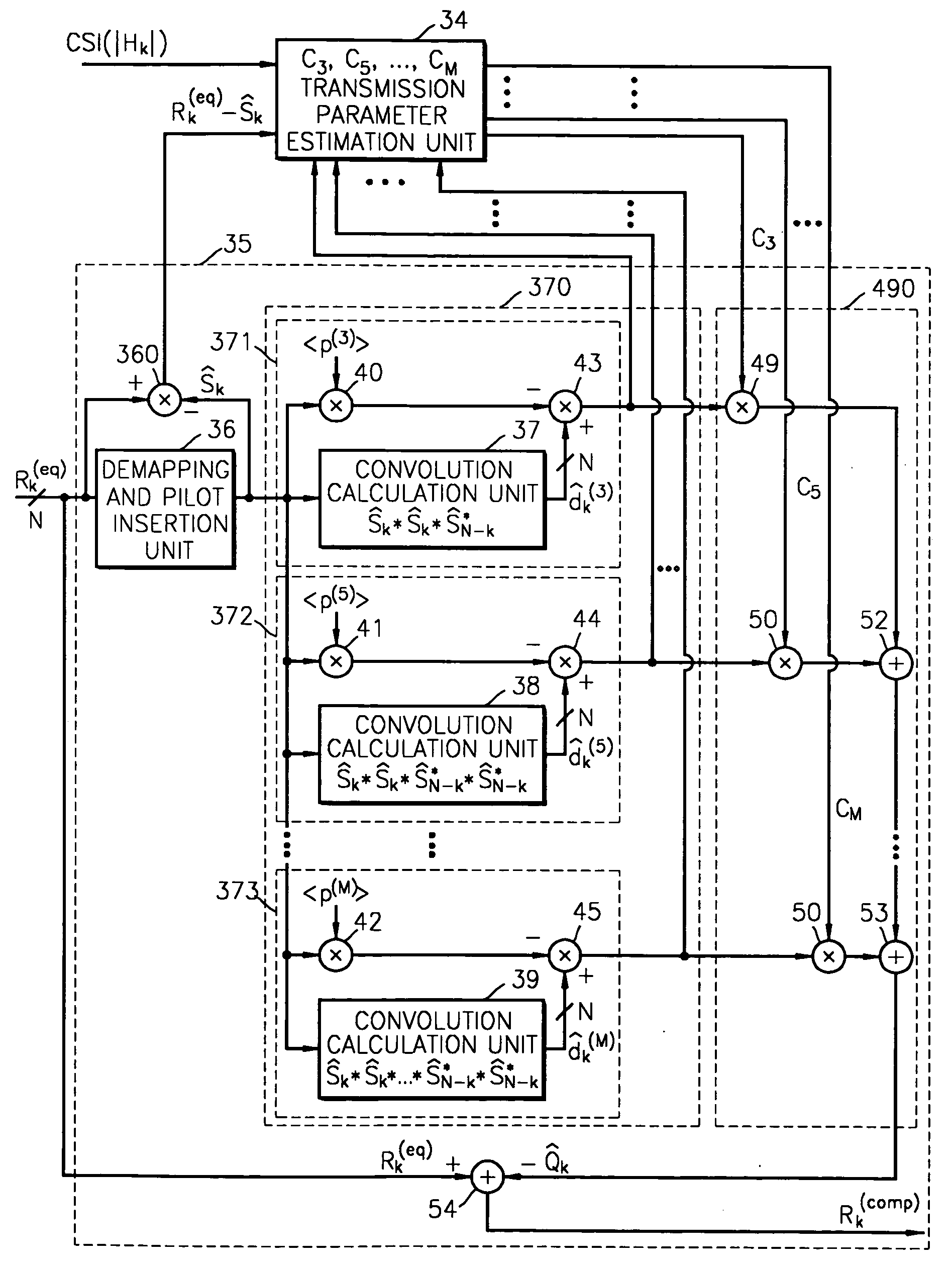 Receiver for compensating nonlinearly distorted multicarrier signals