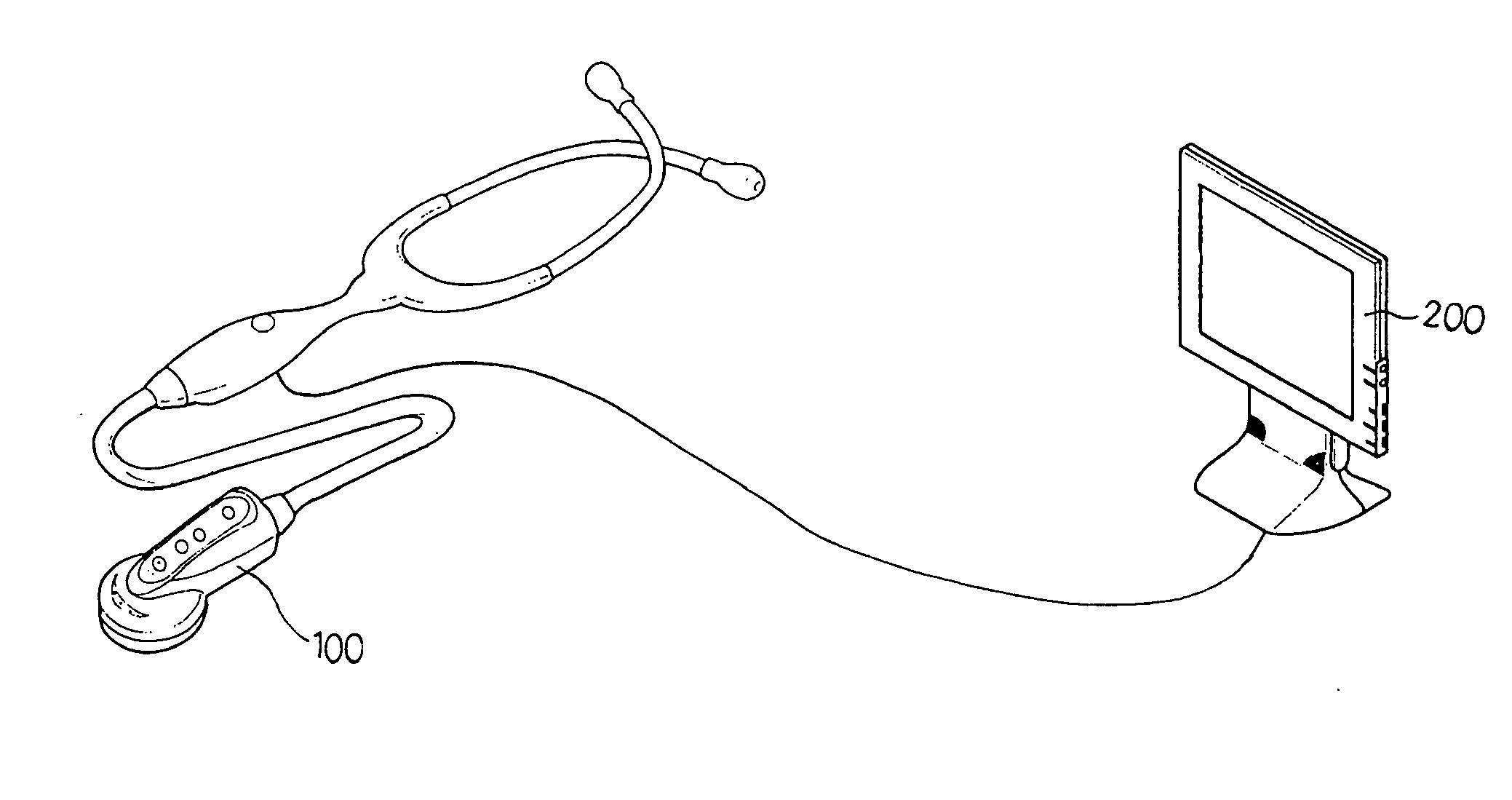 System for outputting acoustic signal from a stethoscope