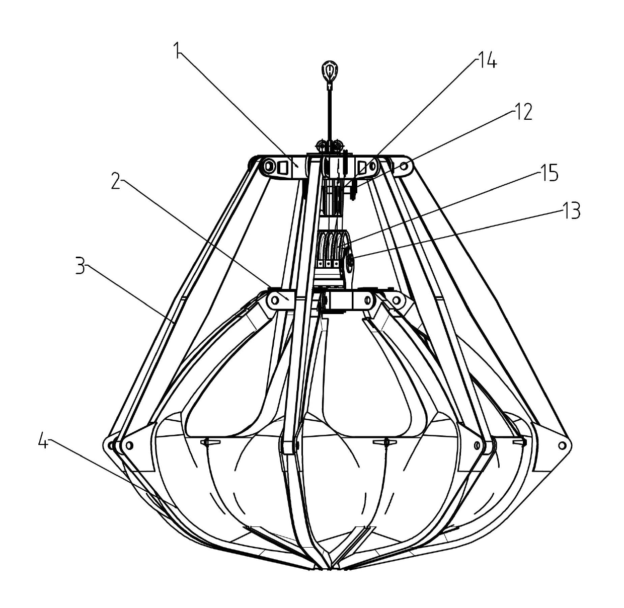 Universal mechanism for realizing triple or quadruple operation of grab bucket