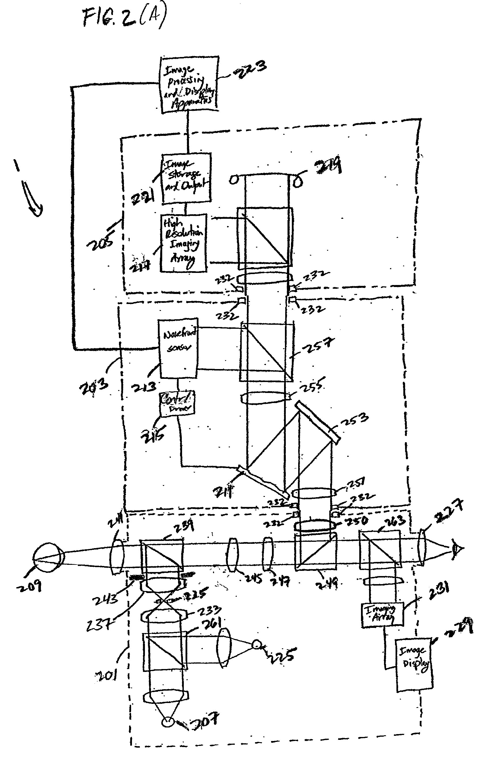 Ophthalmic instrument having an integral wavefront sensor and display device that displays a graphical representation of high order aberrations of the human eye measured by the wavefront sensor