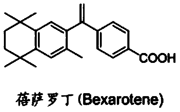 Bexarotene hydroximic acid as well as preparation method and application thereof