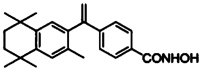 Bexarotene hydroximic acid as well as preparation method and application thereof