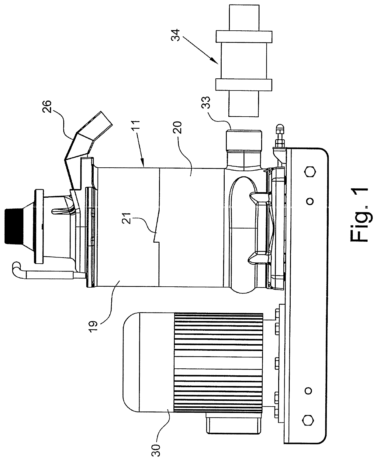 Separator for separating chopped food waste material