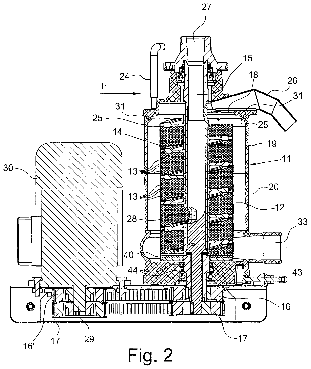 Separator for separating chopped food waste material