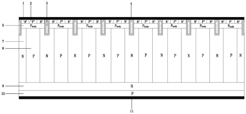 A superjunction igbt device with mixed conduction modes