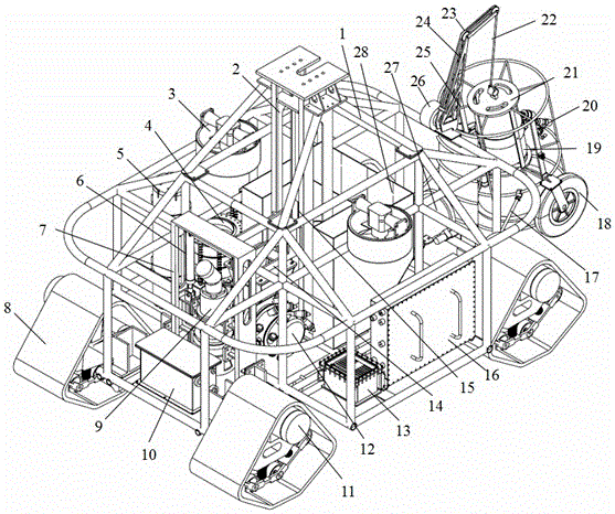 Mining experimental vehicle for cobalt-rich crust mining area on seabed