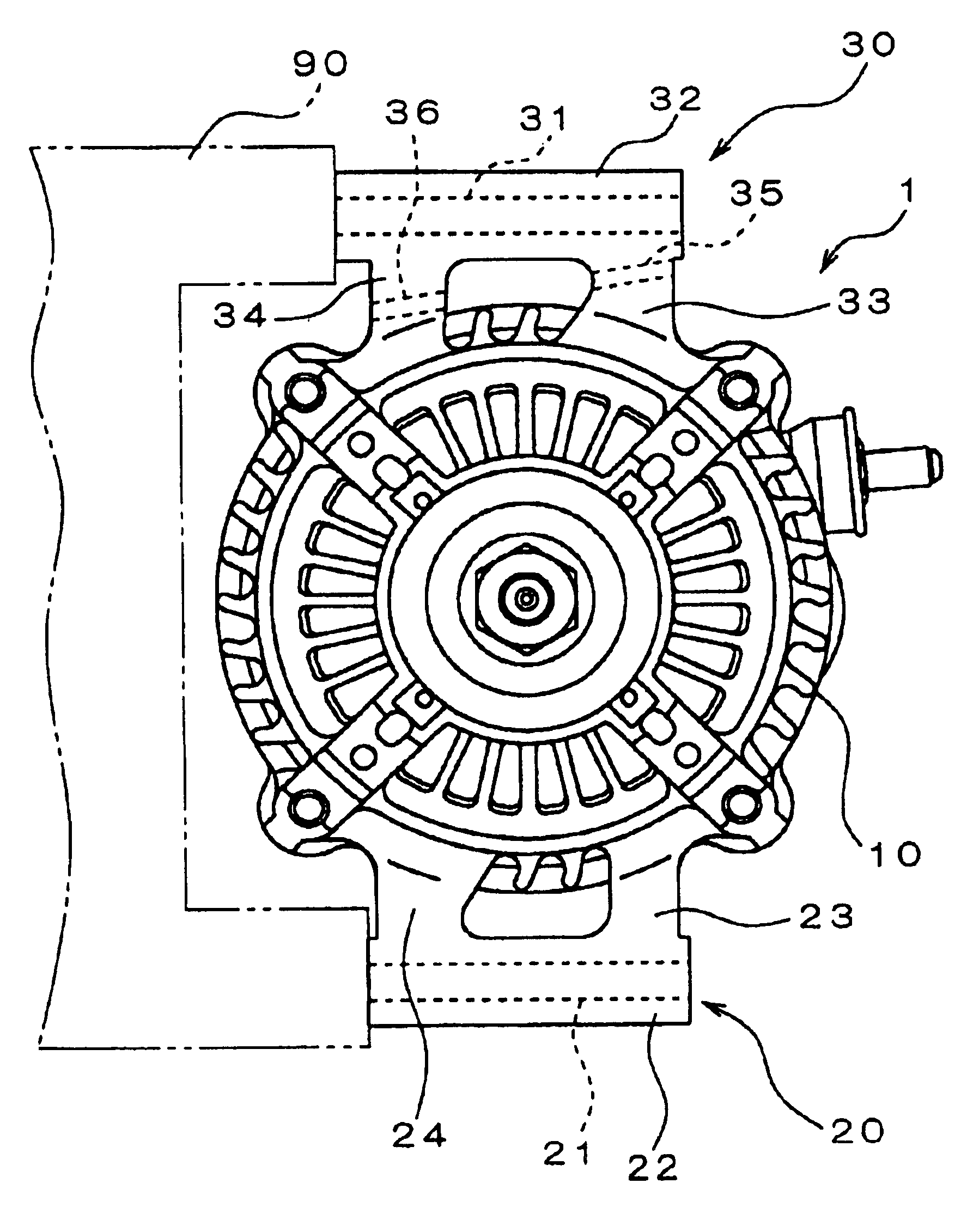 Vehicle-use alternator enabling accurate control of position and attitude of the alternator during an operation of mounting the alternator in a vehicle