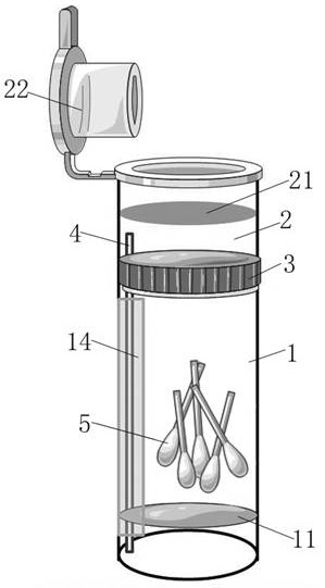 Throat swab sampling tube capable of preventing new coronavirus from diffusing through aerosol path and use method of throat swab sampling tube