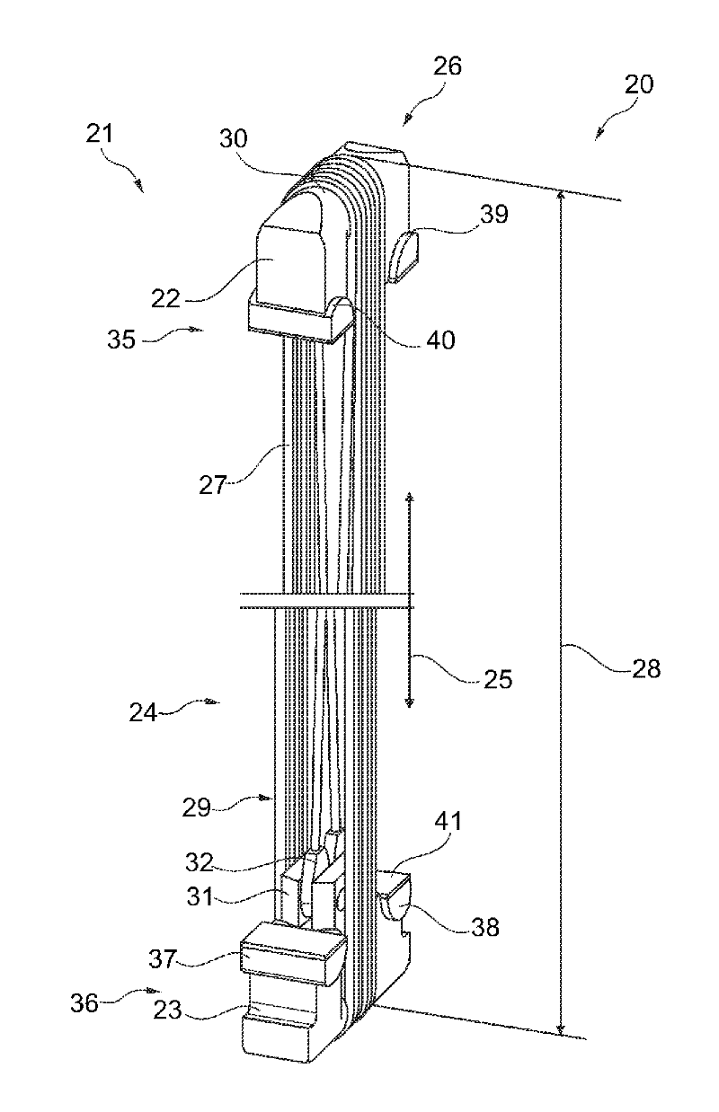 Device for pre-tensioning a machine frame, machine frame and press and pull device