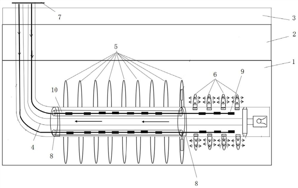 Method and processor for in-situ conversion between same well sections of coal seam horizontal well