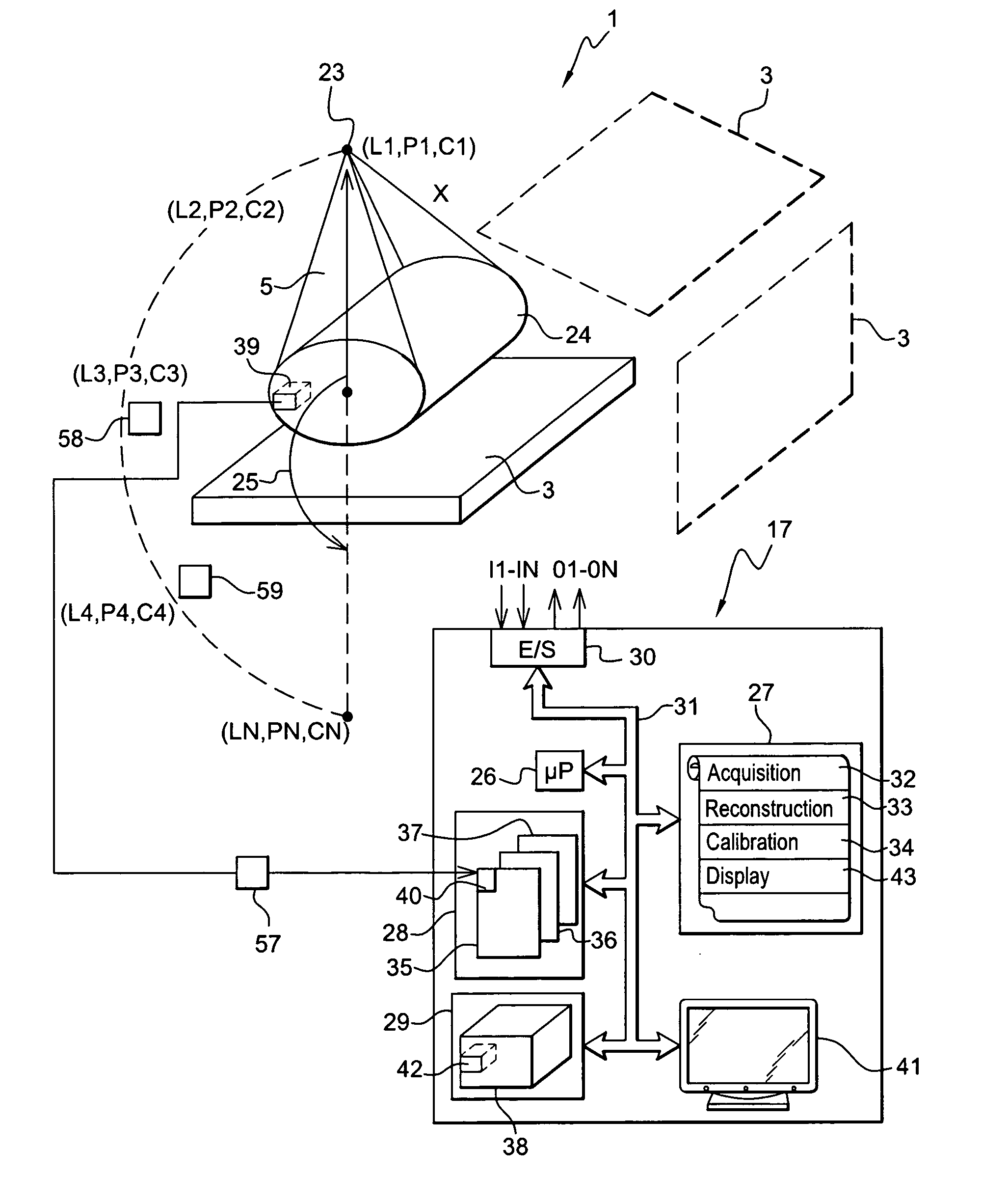 Method and apparatus for acquisition geometry of an imaging system