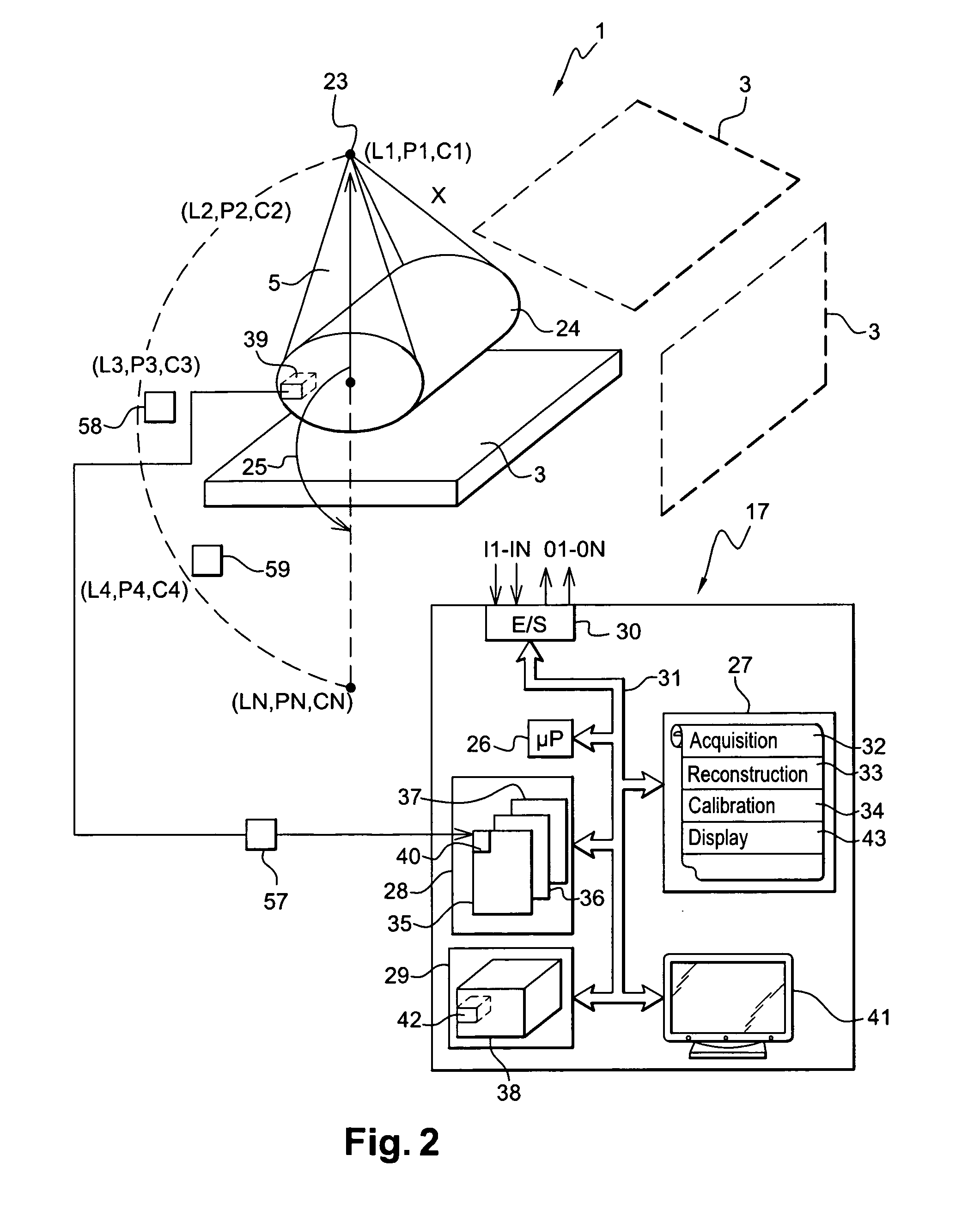 Method and apparatus for acquisition geometry of an imaging system