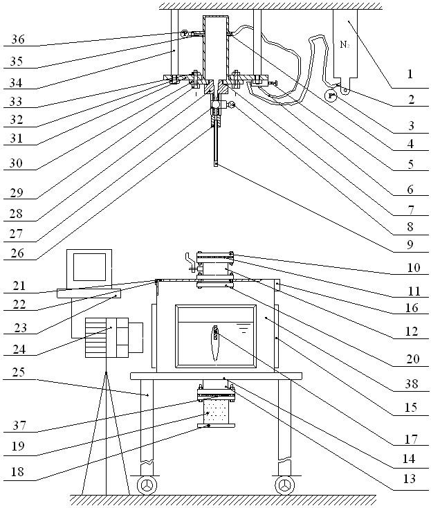 Launching device for water super cavity and high-speed object to access water