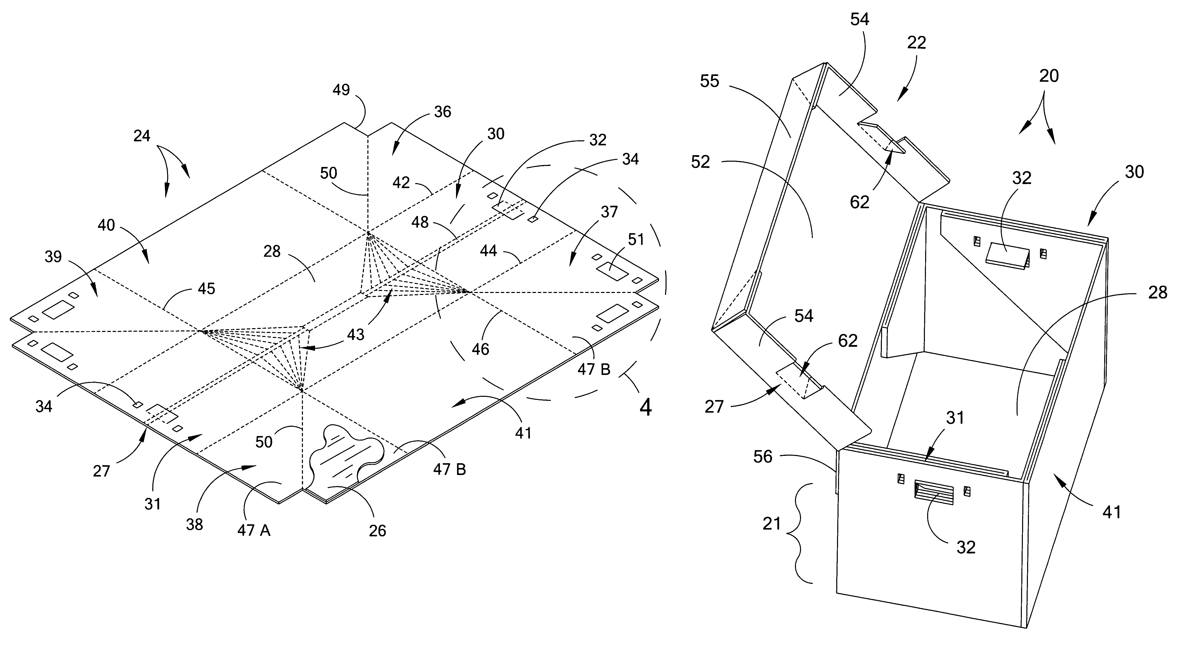 Folded corrugated container with reinforced quick-locking handles