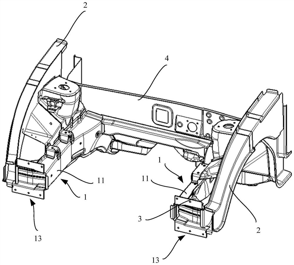 Front body structure and car