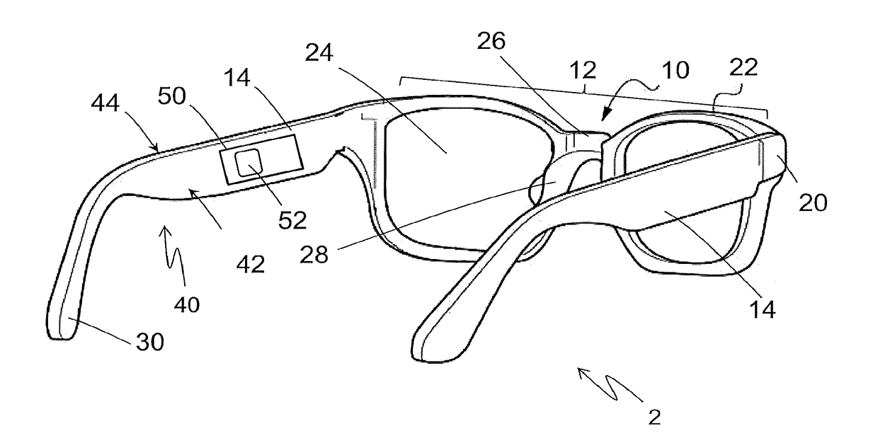 Wearing detection module for spectacle frame