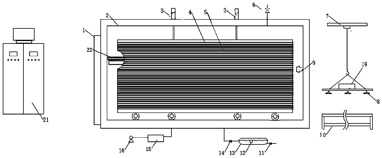 Equipment and method for drying-carbonizing combined treatment of wood material heated by electric heating plate in negative pressure environment