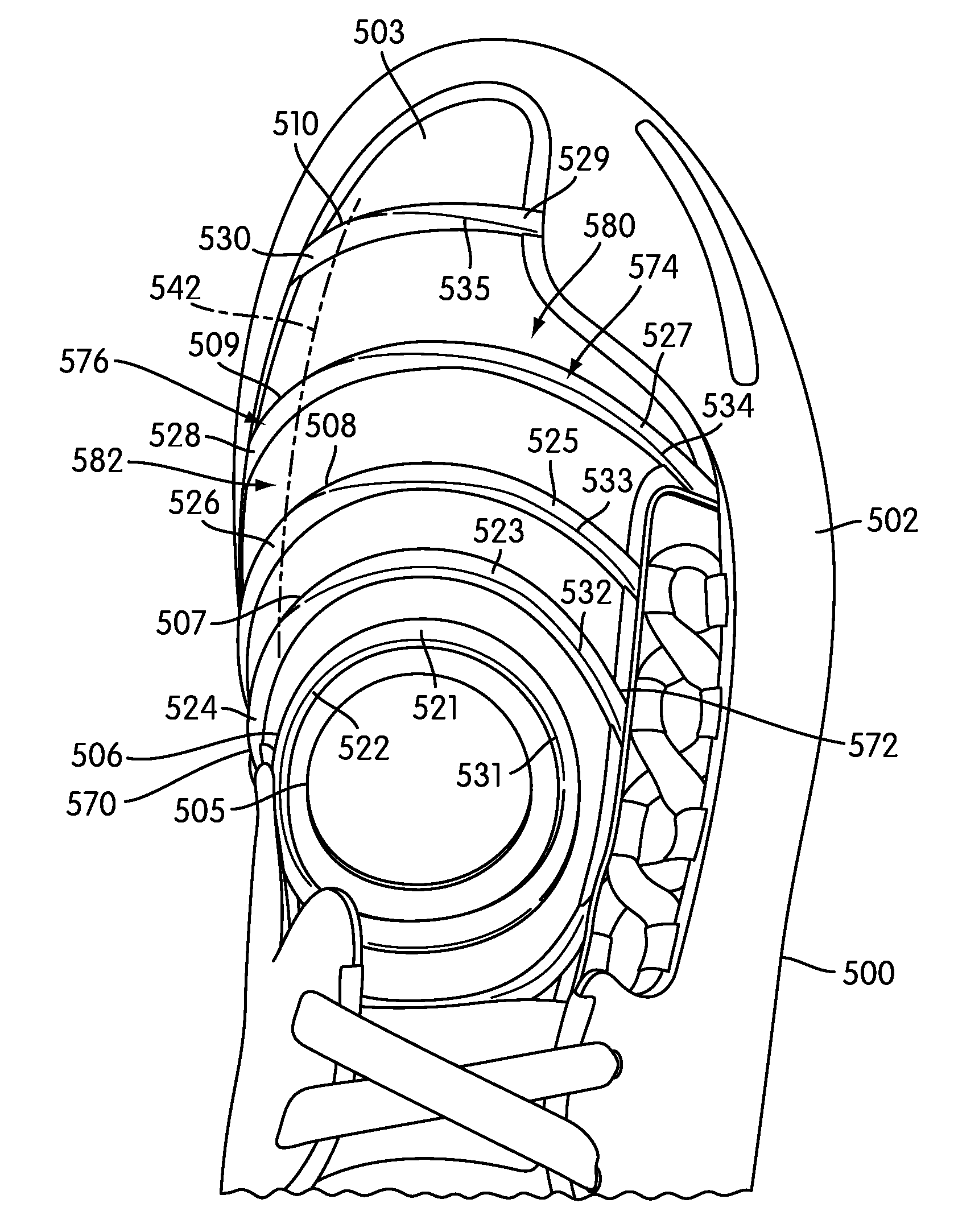 Article of footwear with gripping system