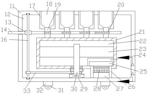 Concrete stirring device capable of achieving quantitative discharging and preventing condensation