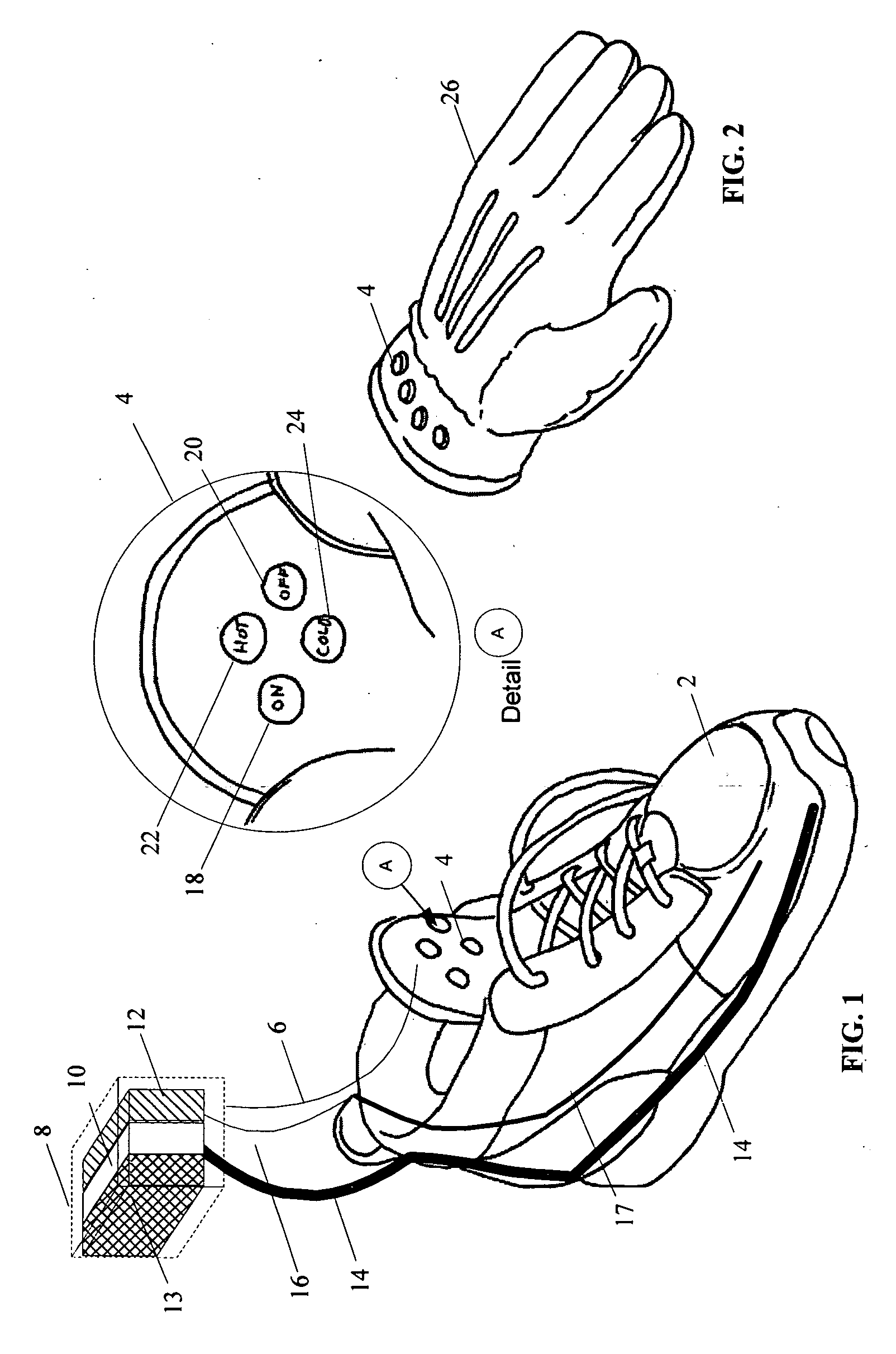 Mechanically heated and cooled shoes with easy-to-use controls