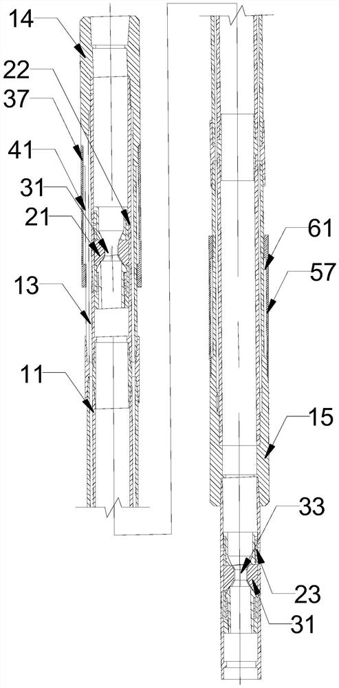 Well cementing device for controlling shear deformation of casing pipes