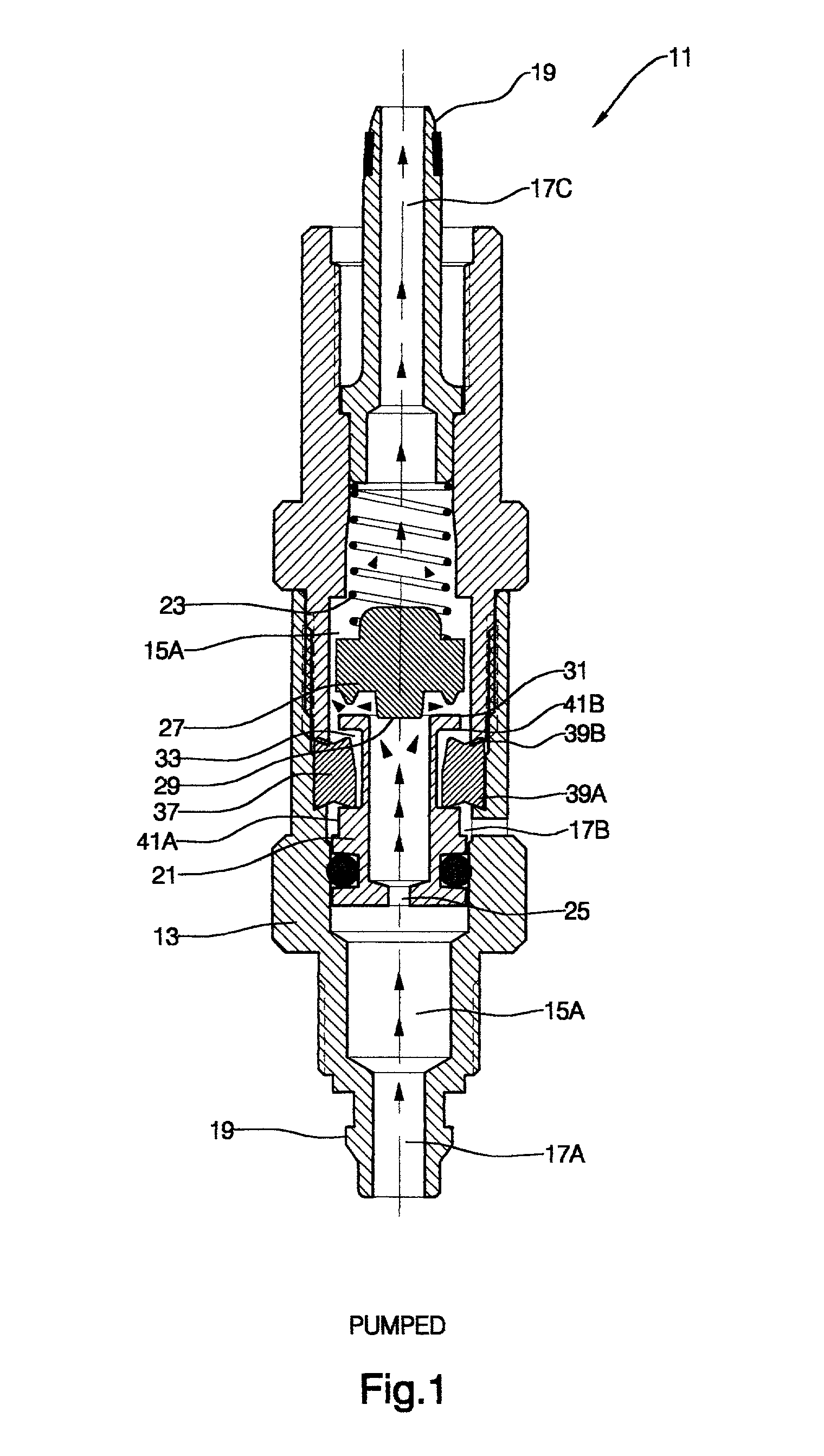 Pressure-controlled three-way valve device for transport vehicle tires and remote pressure control method