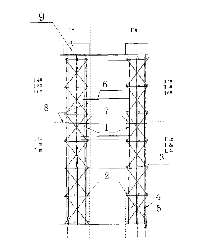 Construction method for dividing unit to prefabricate bearing bent frame