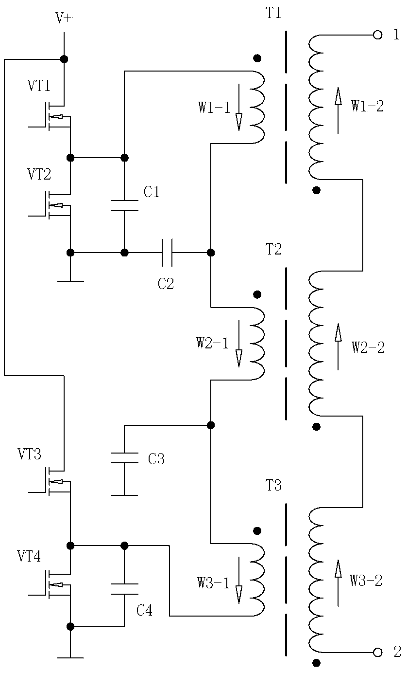 A power output circuit of a high voltage power supply