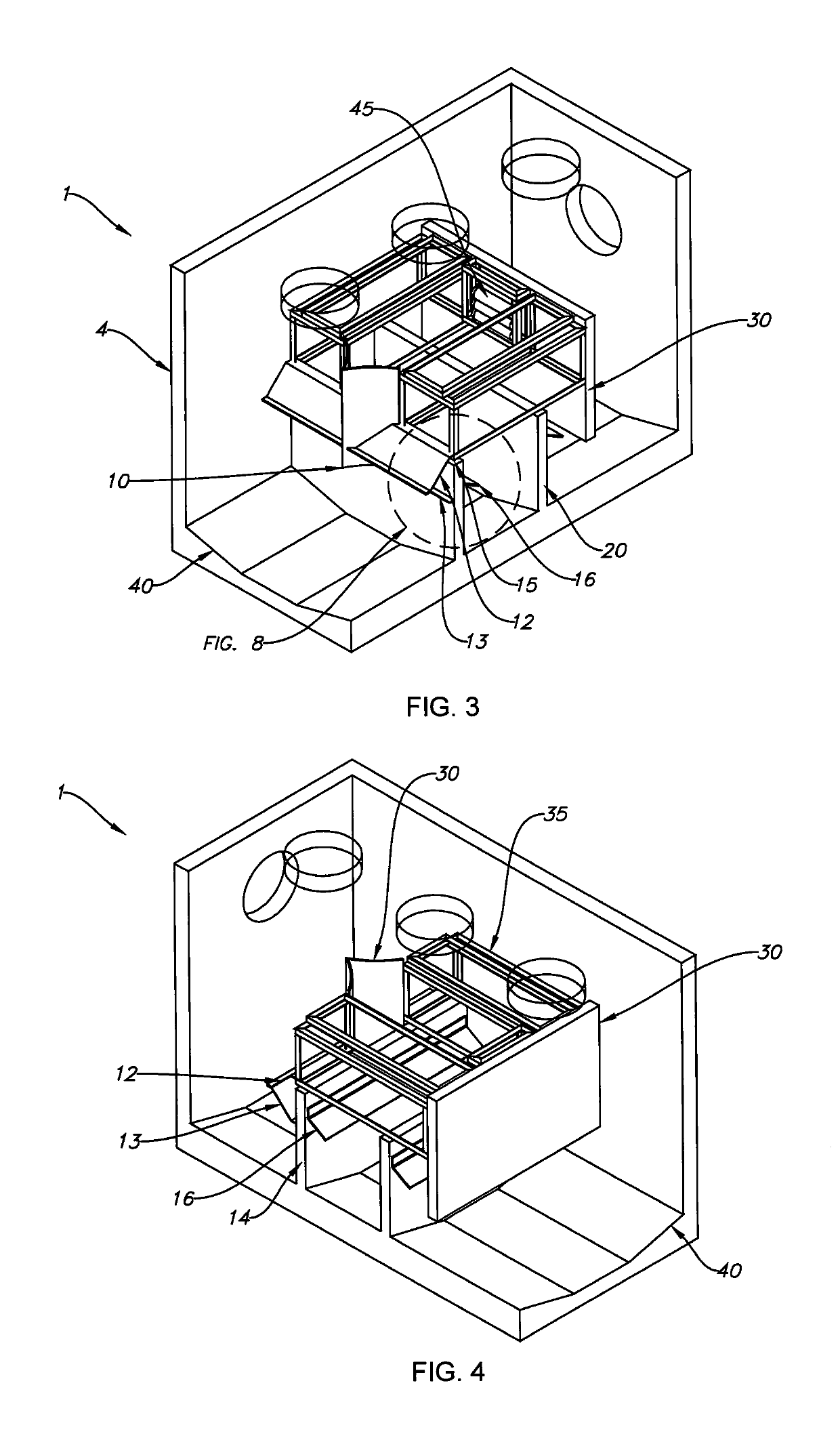 Dual screen treatment systems with debris ramps and screened deflectors