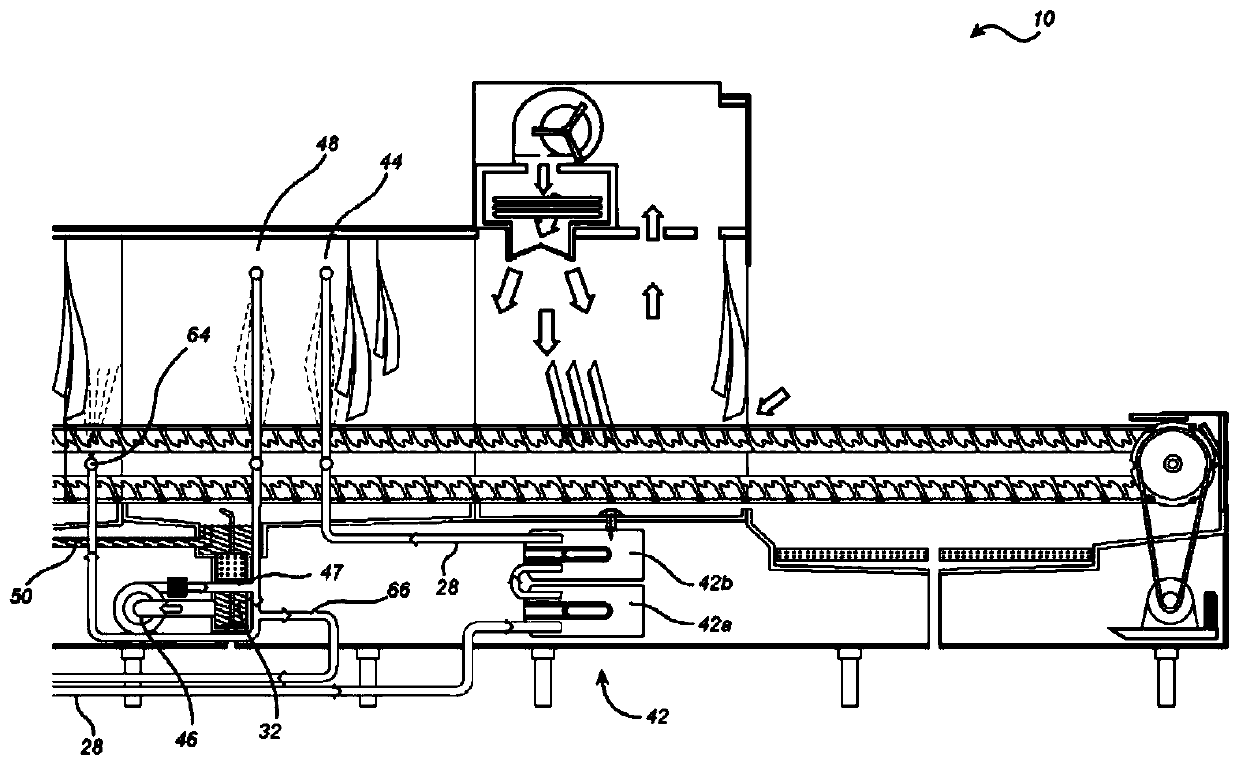 Tunnel-type dishwasher and method