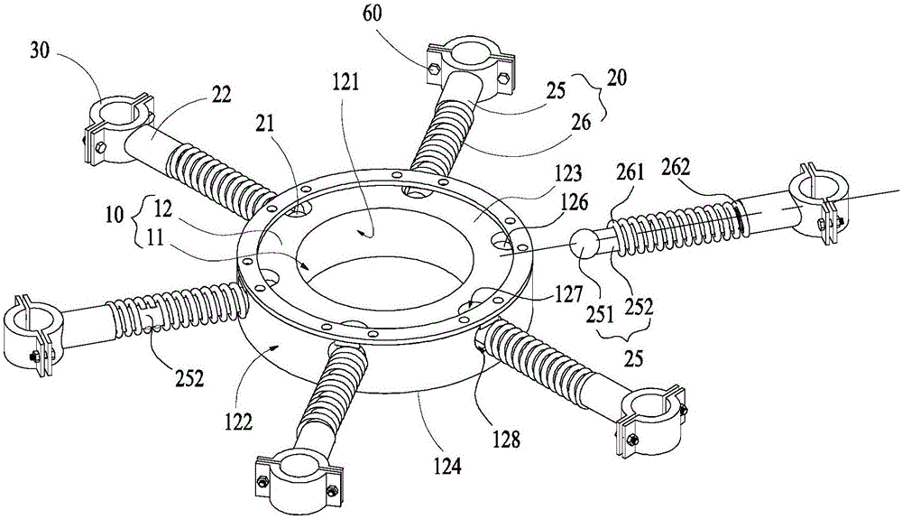 Cable isolating and fixing device and tower tube