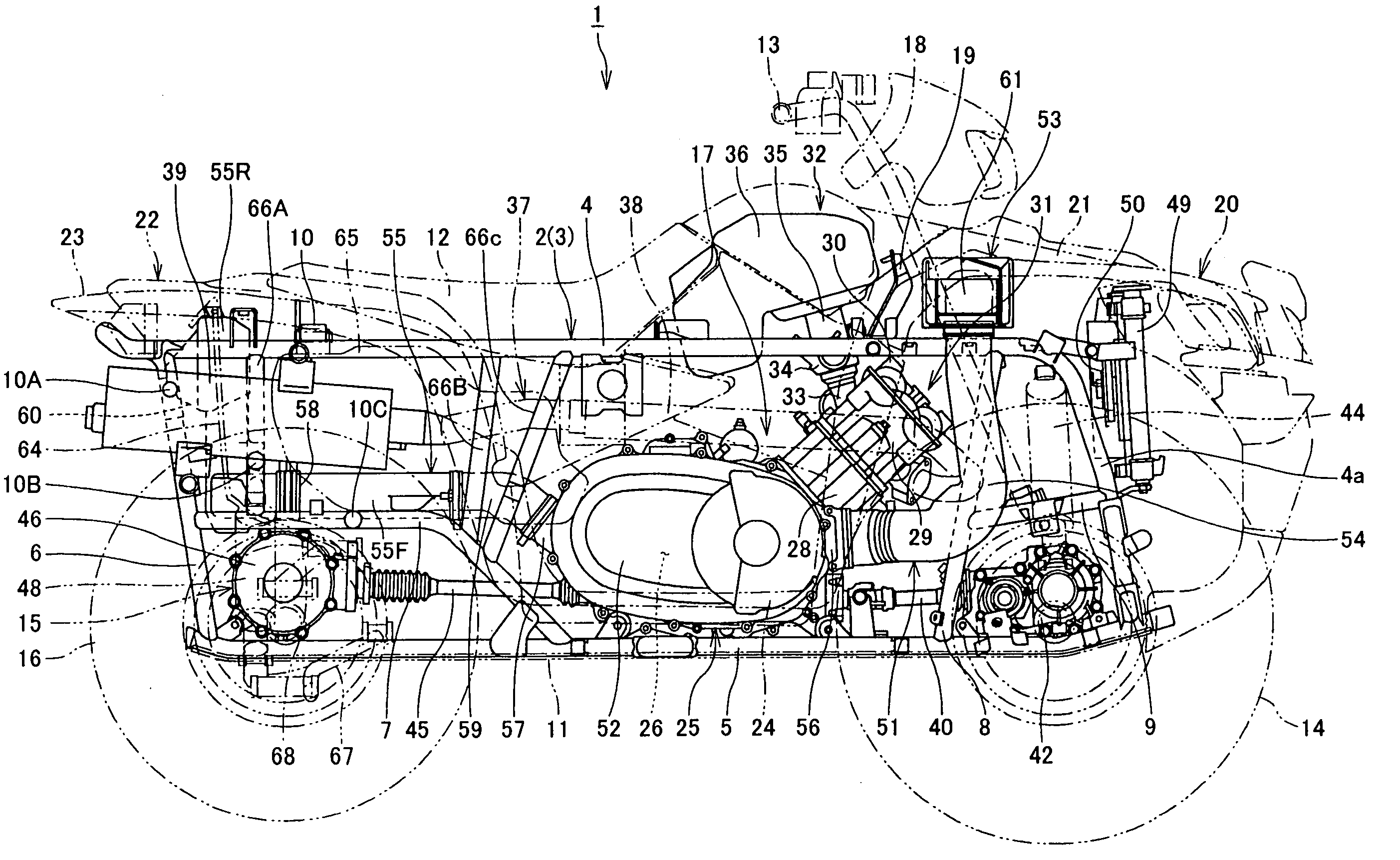 Rear structure of all terrain vehicle