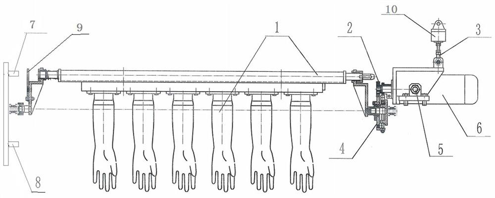 Plate overturning device in rubber latex glove production interlocking machine