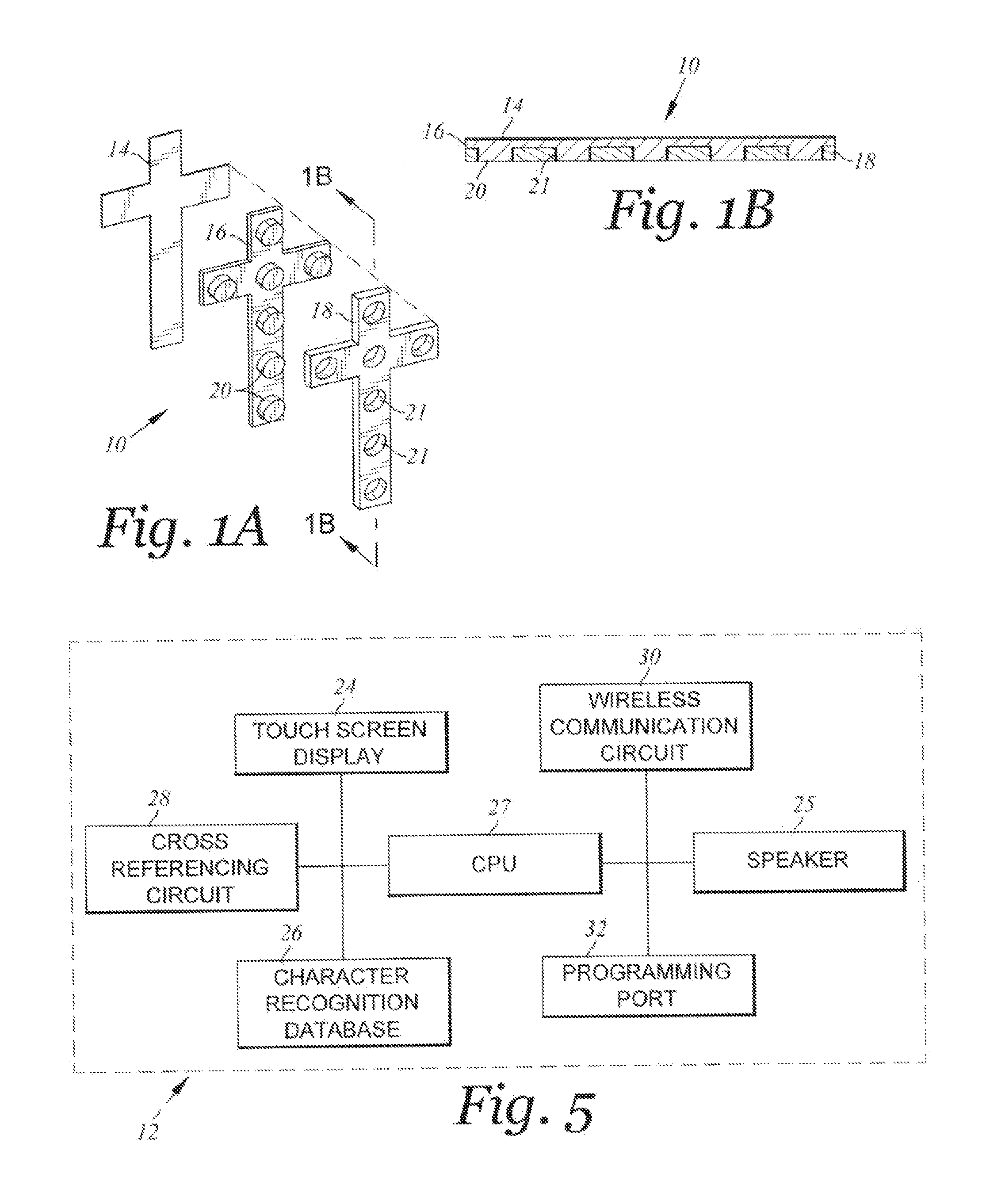 Tangible alphanumeric interaction on multi-touch digital display