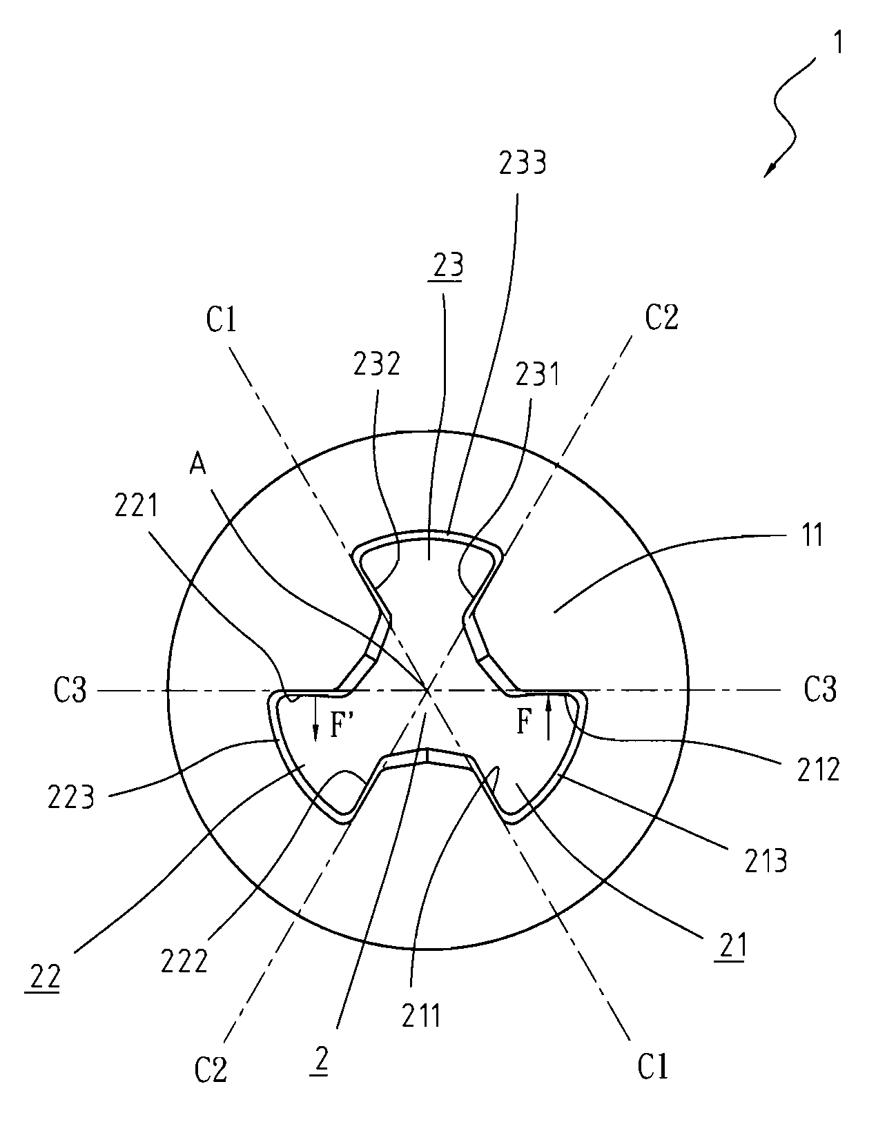 Screw head recess structure and its driving tool