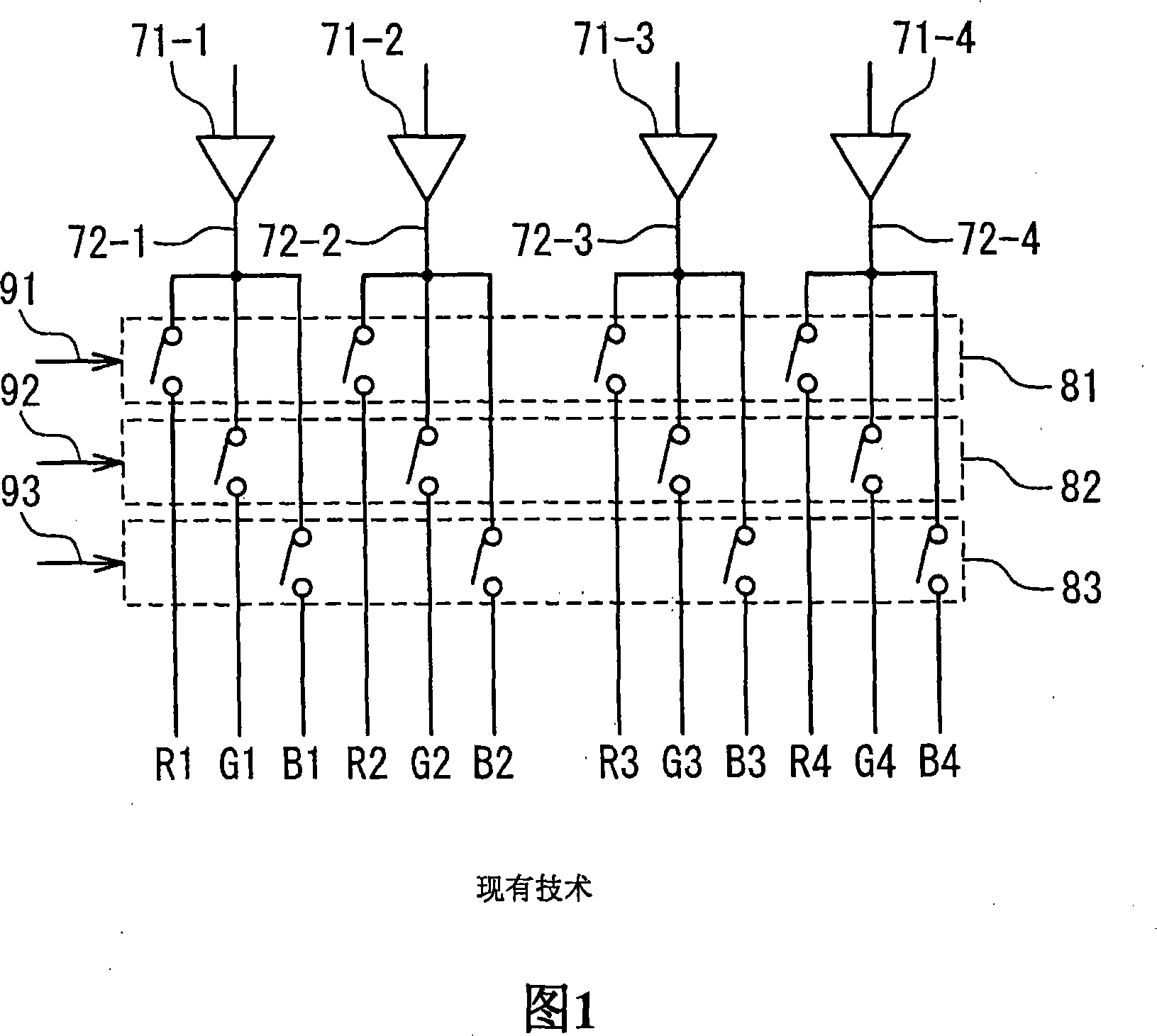 Displaying apparatus using data line driving circuit and data line driving method