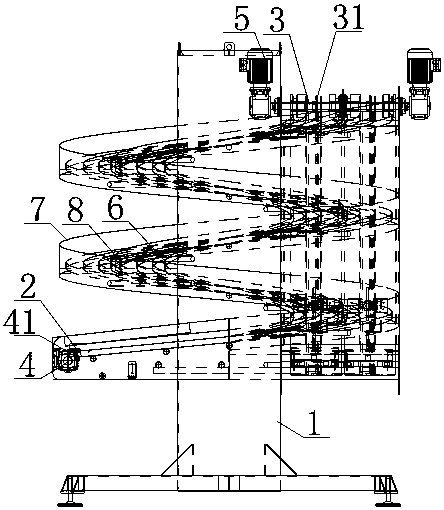 Double channel chain plate screw conveying device