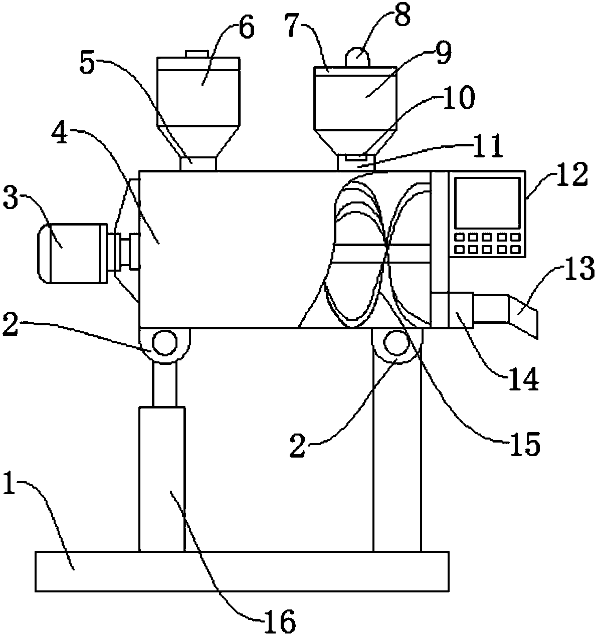 Automatic filling and stirring machine for producing sour and spicy starch noodles