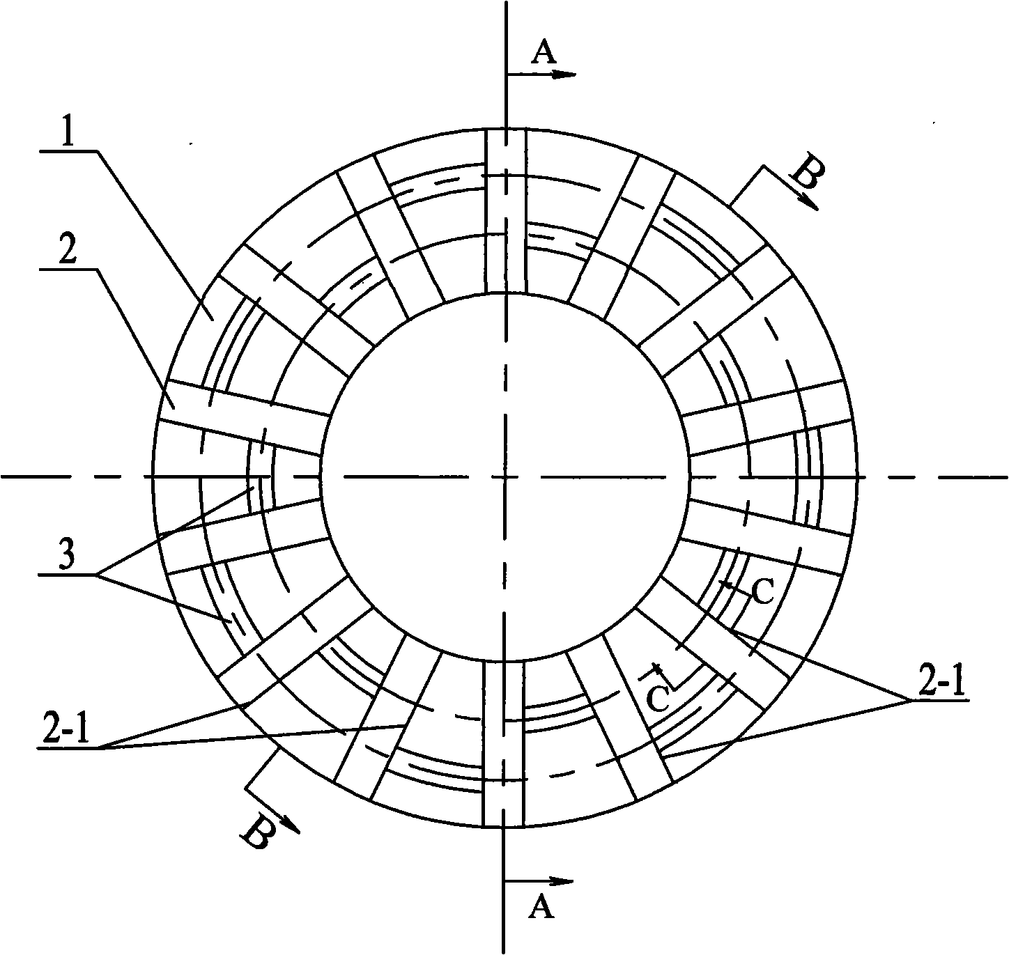 Water lubricating thrust bearing possessing annular groove