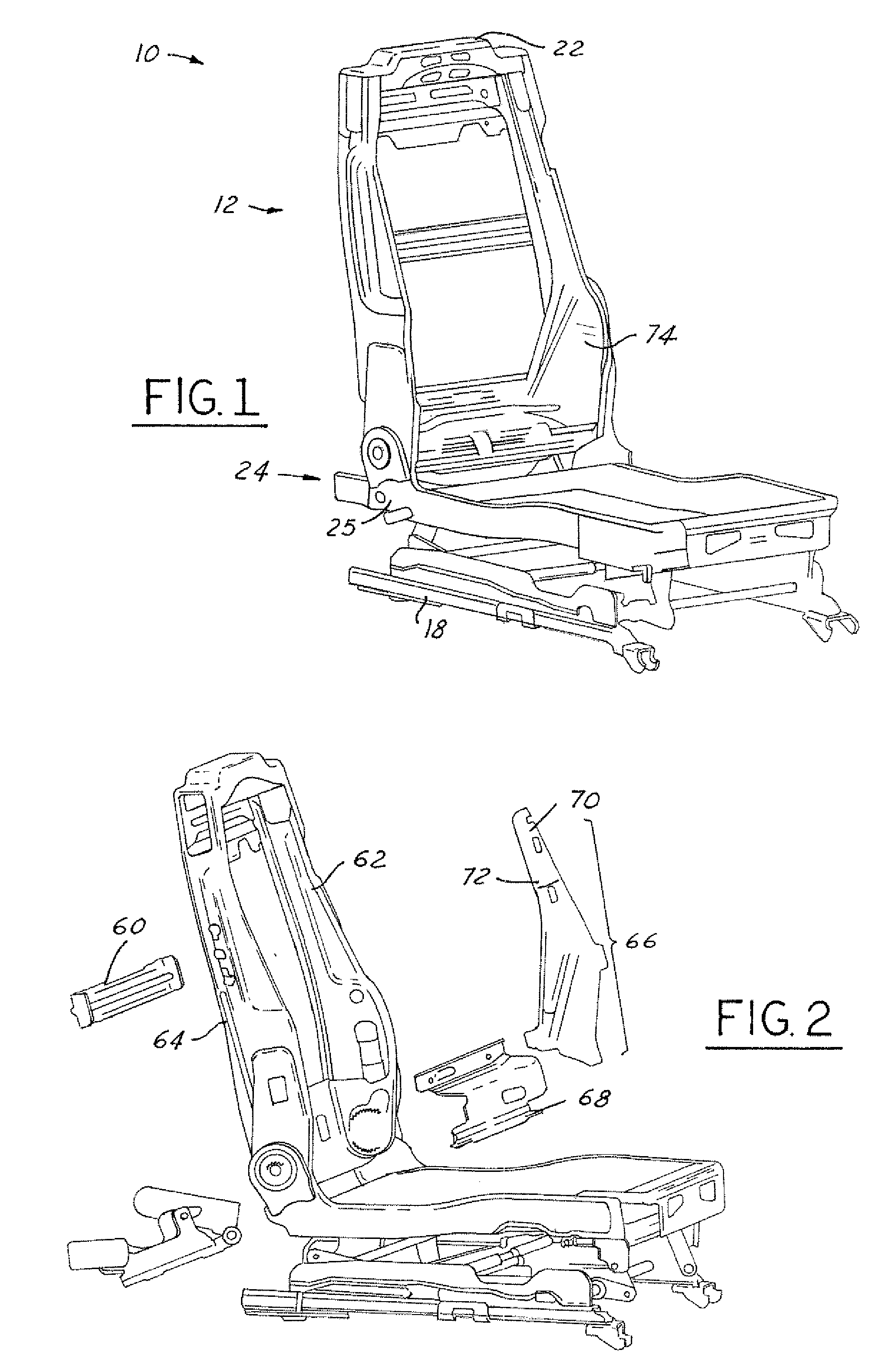 Automotive seat assembly with improved side impact rigidity