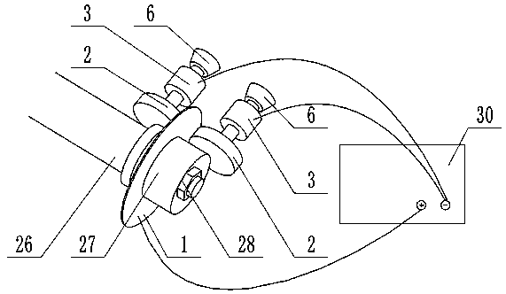 A processing device for processing anti-pinch grooves of ultra-thin diamond cutting discs