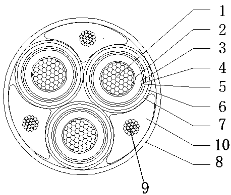 Heat-dissipation cooling medium-voltage hoisting cable for high-rise building and preparation method